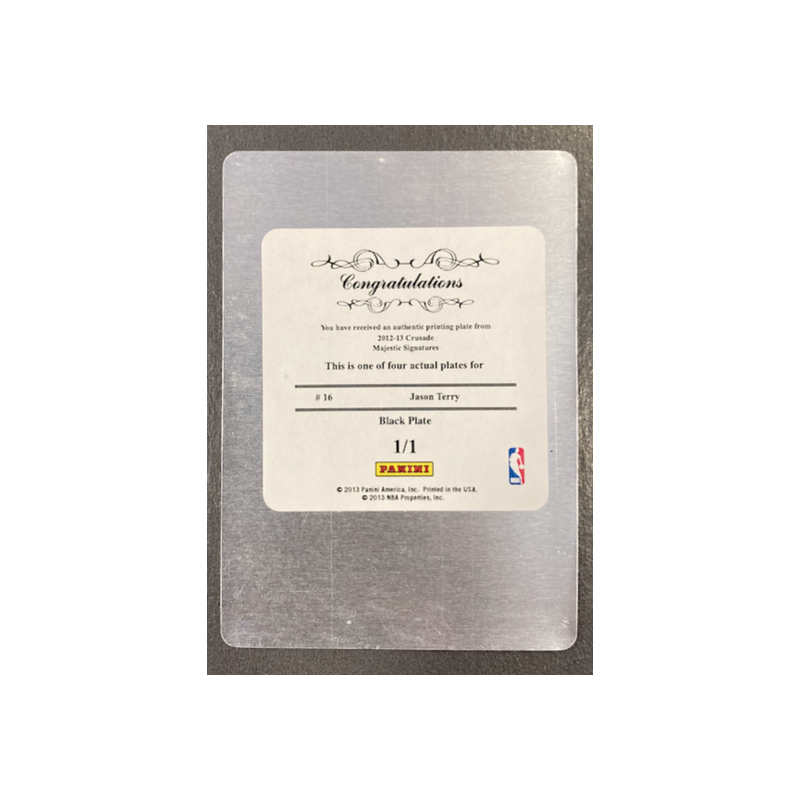 JASON TERRY 2012-13 PANINI NATIONAL TREASURES PRINTING PLATES BLACK 1/1