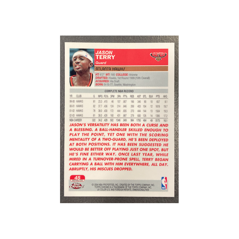 JASON TERRY 2003-04 TOPPS CHROME REFRACTOR 45