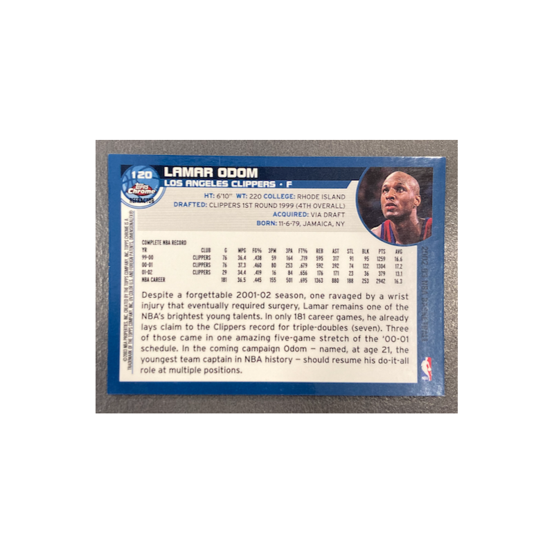 LAMAR ODOM 2002-03 TOPPS CHROME REFRACTOR 120