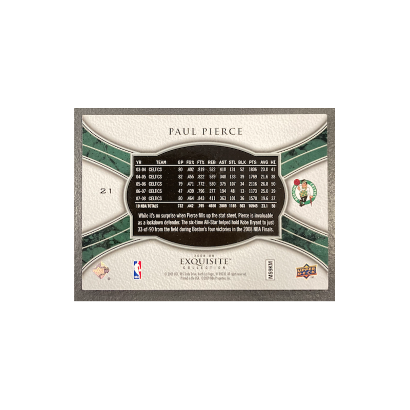 PAUL PIERCE 2008-09 UPPER DECK EXQUISITE COLLECTION /125