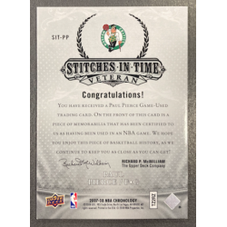 PAUL PIERCE 2007-08 UPPER DECK CHRONOLOGY STITCHES IN TIME JERSEY /99