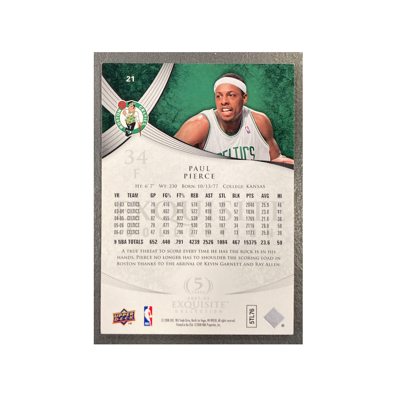 PAUL PIERCE 2007-08 UD EXQUISITE COLLECTION 29/225