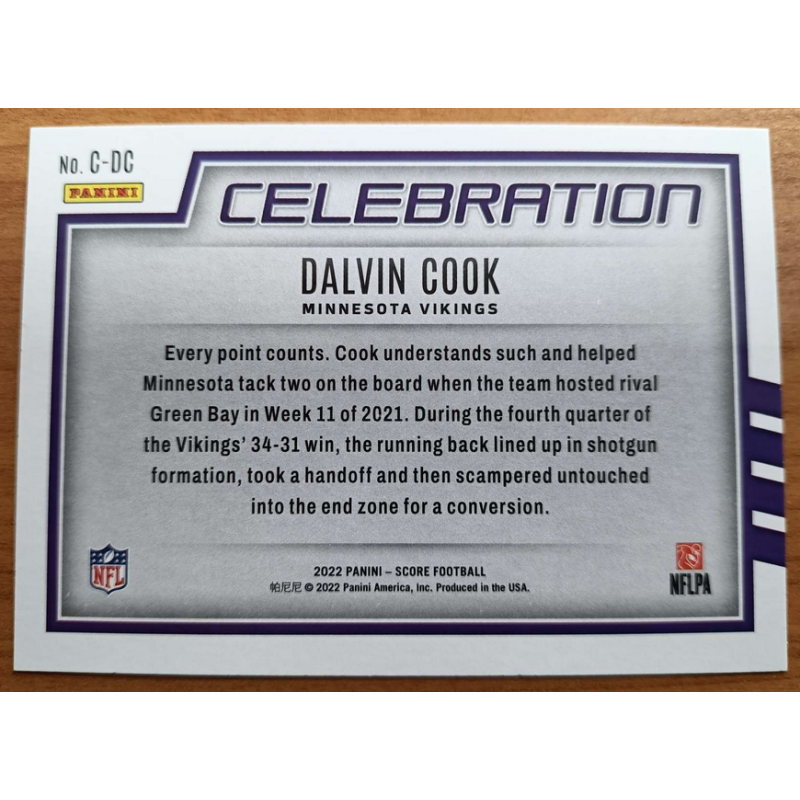 DALVIN COOK 2022 PANINI SCORE CELEBRATION