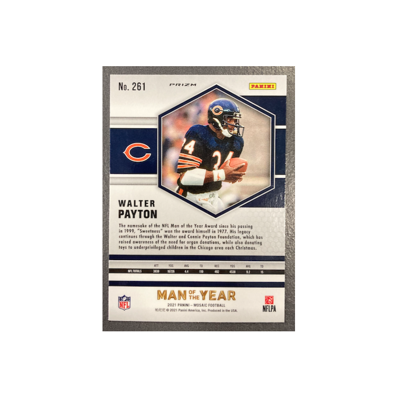 WALTER PAYTON 2021 PANINI MOSAIC PINK MAN OF THE YEAR