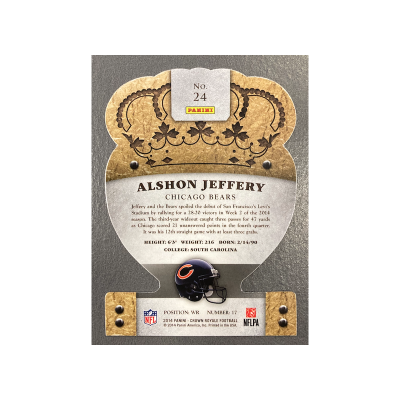 ALSHON JEFFERY 2014 PANINI CROWN ROYALE BRONZE
