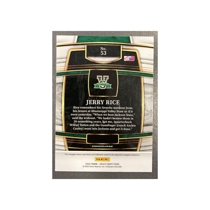 JERRY RICE 2022 PANINI SELECT DRAFT PICK BLUE CONCOURSE