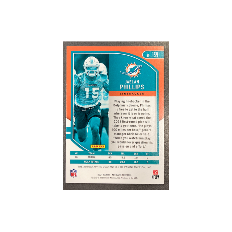 JAELAN PHILLIPS 2021 PANINI ABSOLUTE ROOKIE AUTO 114/199