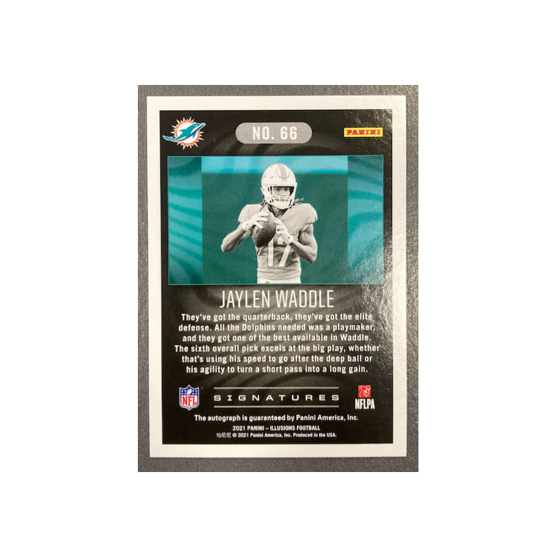 JAYLEN WADDLE 2021 PANINI ILLUSIONS TROPHY COLLECTION ROOKIE AUTO 41/99