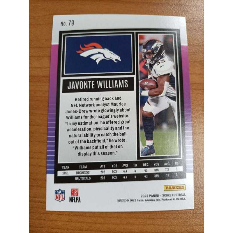 JAVONTE WILLIAMS 2022 PANINI SCORE
