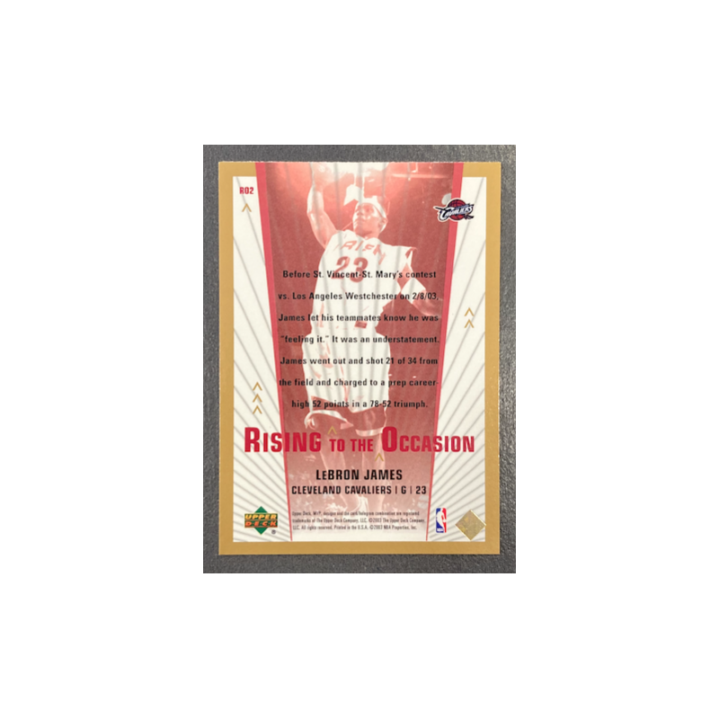 LEBRON JAMES 2003-04 UPPER DECK MVP RISING TO THE OCCASION - RO2