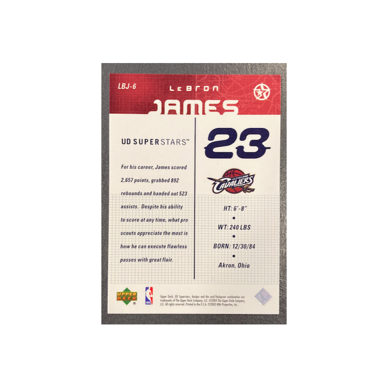 2003 LEBRON JAMES Upper Deck Superstars LBJ6 - EXMT CONDITION