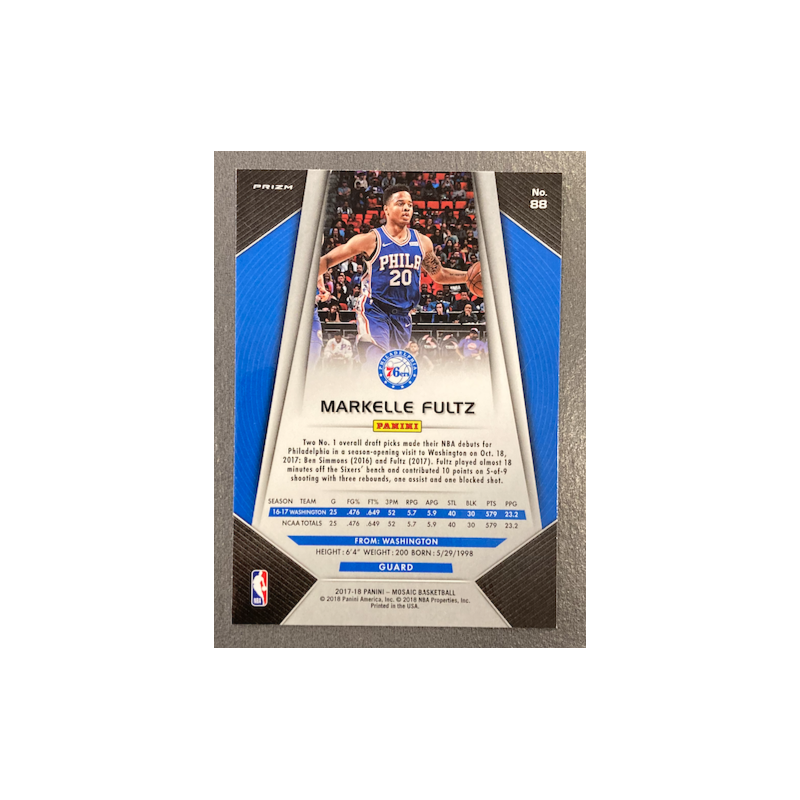 MARKELLE FULTZ 2017-18 PANINI PRIZM MOSAIC ROOKIE - 88