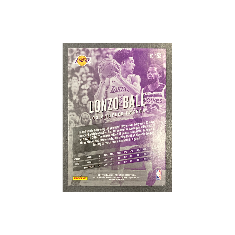 LONZO BALL 2017-18 PANINI PREZTIGE ROOKIE - 152