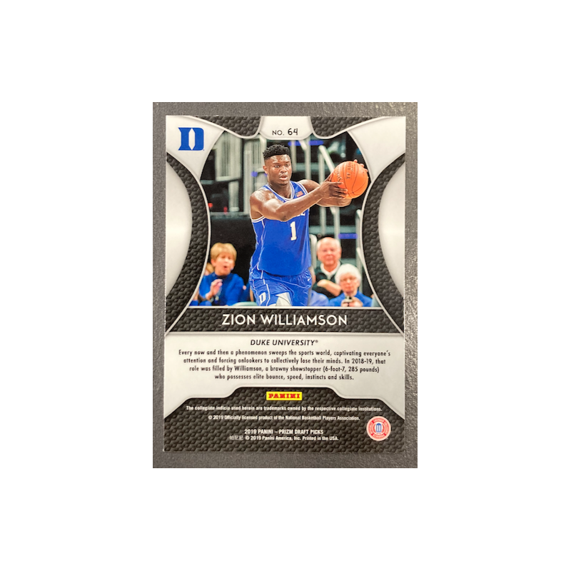 ZION WILLIAMSON 2019-20 PANINI PRIZM DRAFT PICKS ROOKIE - 64