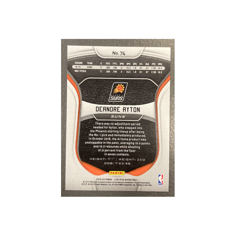 DEANDRE AYTON 2019-20 PANINI CERTIFIED MIRROR RED - 74