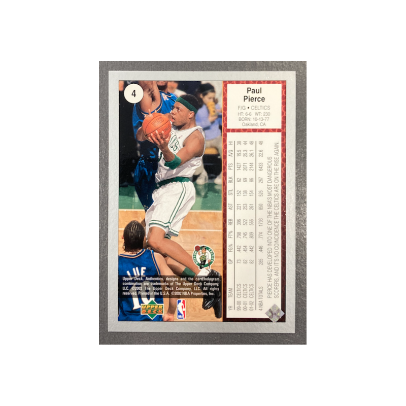 PAUL PIERCE 2002-03 UPPER DECK AUTHENTICS RAINBOW 29/50