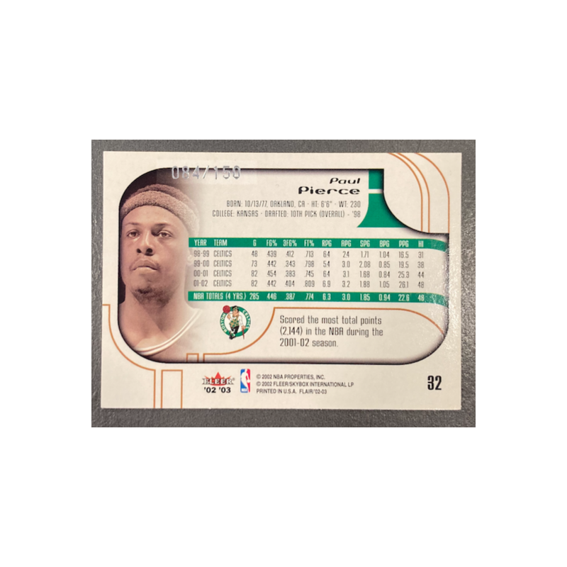 PAUL PIERCE 2002-03 FLAIR ROW 2 84/150