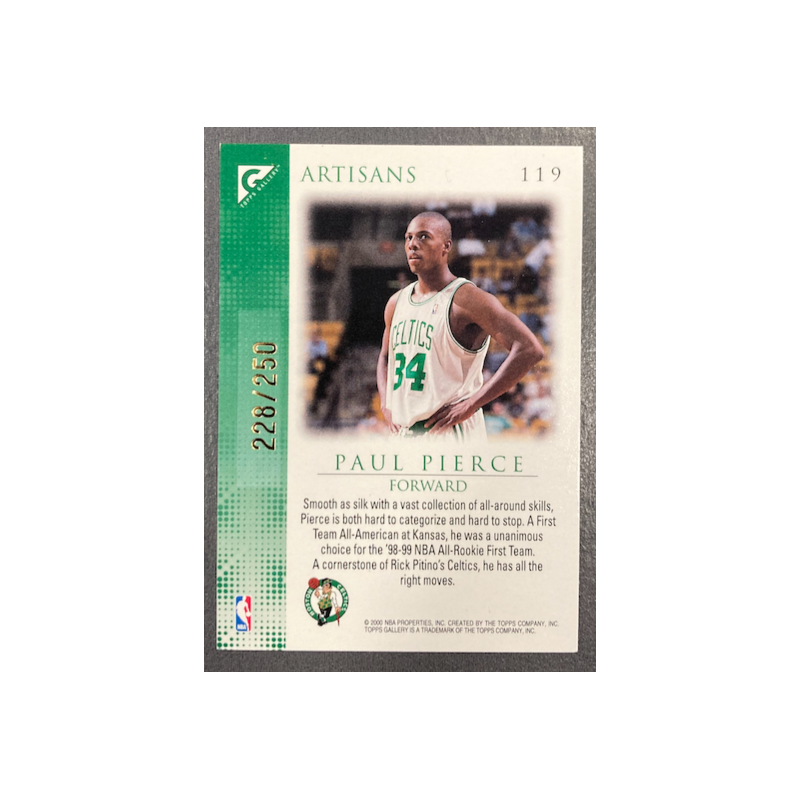 PAUL PIERCE 1999-00 TOPPS GALLERY PLAYER'S ISSUE ARTISANS 228/250