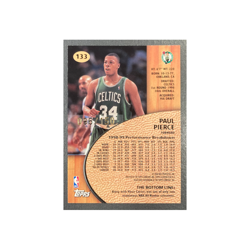 AUL PIERCE 1999-00 TOPPS STADIUM CLUB ONE OF A KIND 096/150