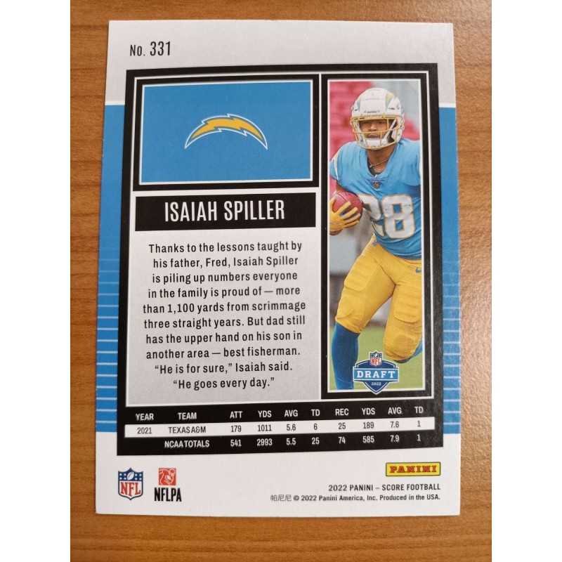 ISAIAH SPILLER 2022 PANINI SCORE RC