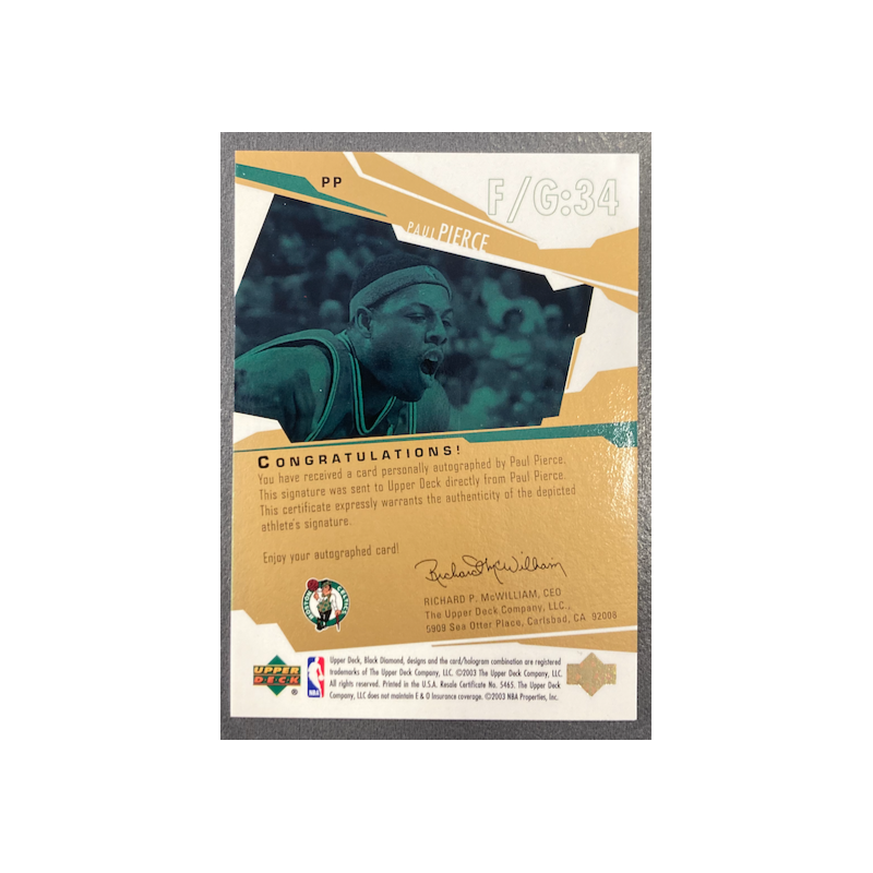 PAUL PIERCE 2003-04 UD BLACK DIAMOND 24 KARAT SIGNATURES