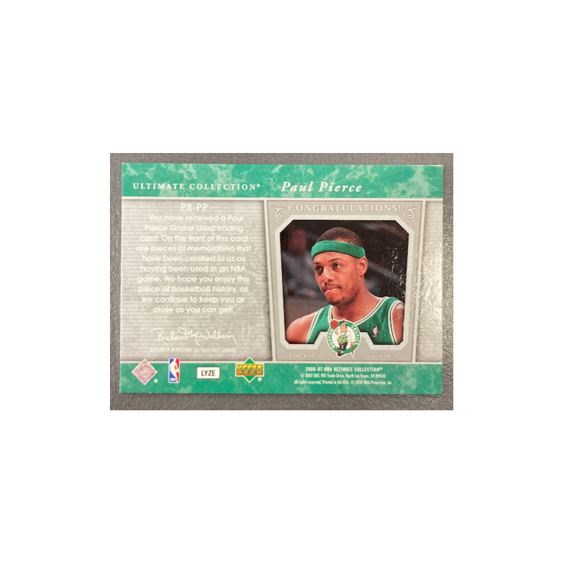 PAUL PIERCE 2006-07 UPPER DECK ULTIMATE COLLECTION PREMIUM SWATCHES JERSEY 50/75