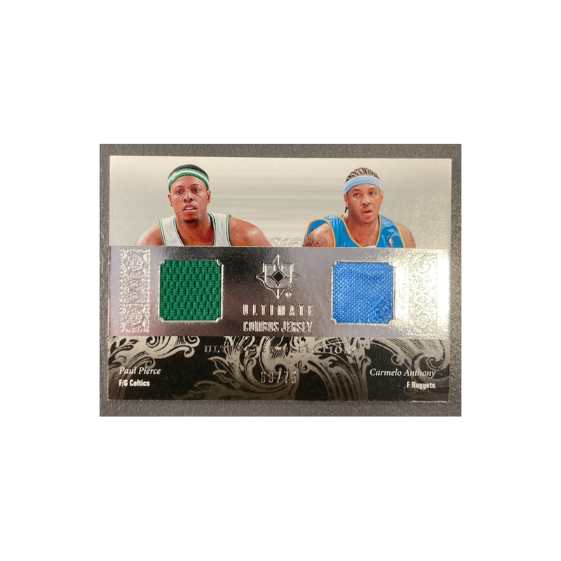 PAUL PIERCE / CARMELO ANTHONY 2006-07 UPPER DECK ULTIMATE COLLECTION DUAL JERSEY /75