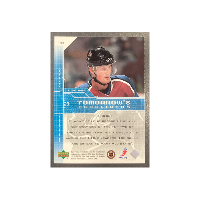 MILAN HEJDUK 1999-00 SP AUTHENTIC TOMORROW'S HEADLINERS - TH4