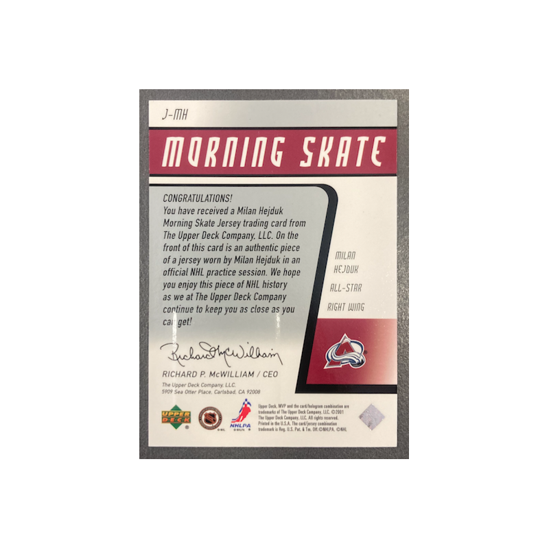 MILAN HEJDUK 2001-02 DEUCK MVP MORNING SKATE JERSEY - JMH