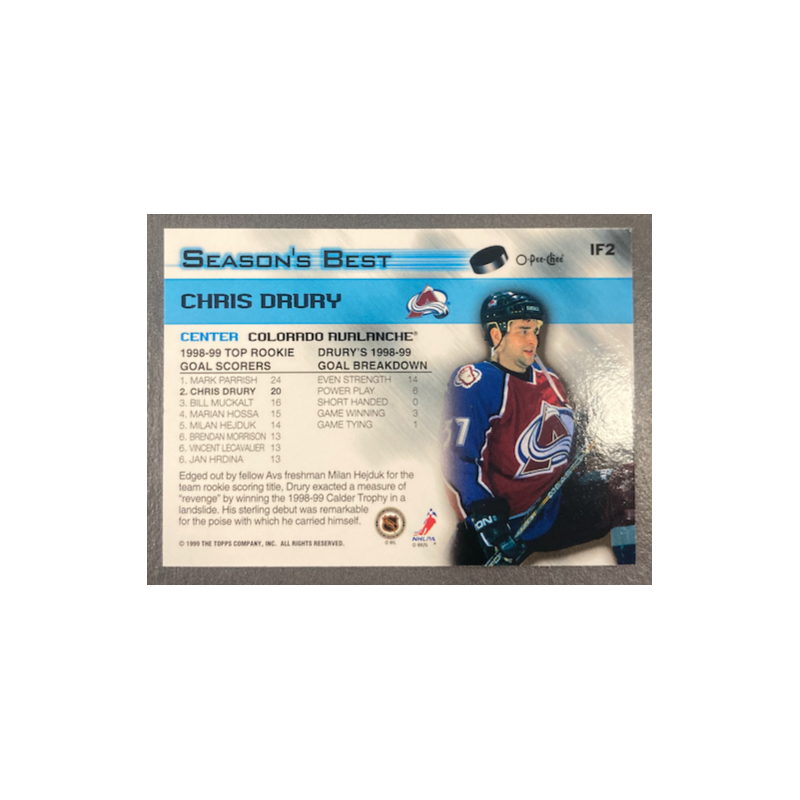 CHRIS DRURY 1999-00 O-PEE-CHEE CHROME ICE FUTURES - IF2