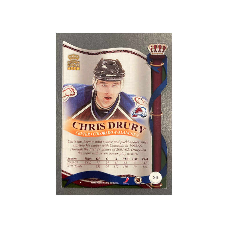 CHRIS DRURY 2001-02 PACIFIC CROWN ROYALE - 36