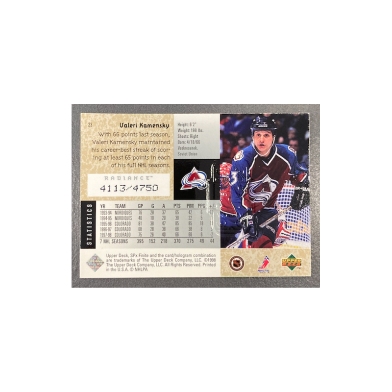 VALERI KAMENSKY 1998-99 SPX FINITE RADIANCE 4113/4750
