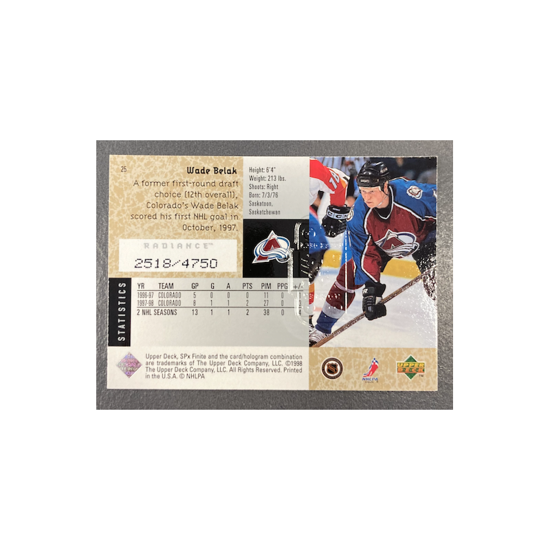 WADE BELAK 1998-99 SPX FINITE RADIANCE 2518/4750