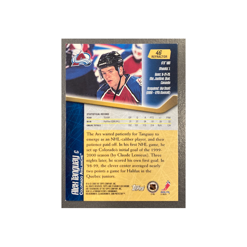 ALEX TANGUAY 1999-00 TOPPS STADIUM CLUB CHROME REFRACTOR - 46