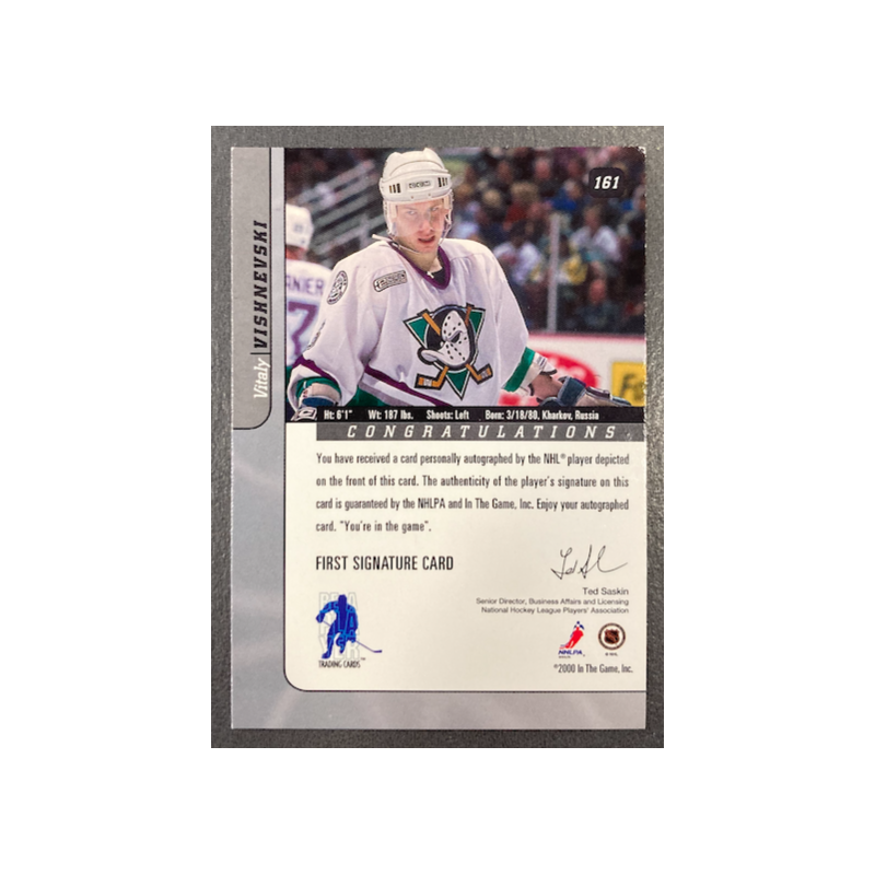 VITALY VISHNEVSKY 2000-01 BAP SIGNATURE SERIES AUTO GOLD - EX CONDITION