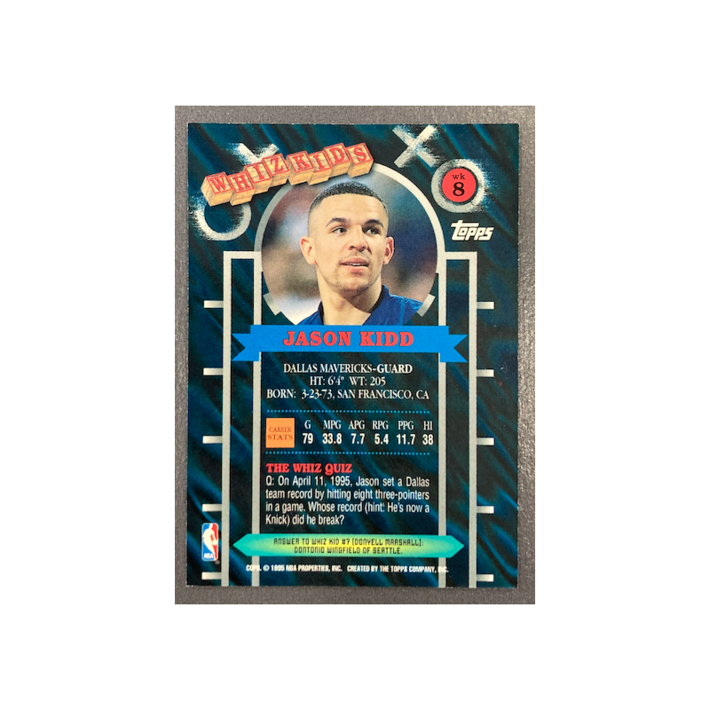 JASON KIDD 1995-96 TOPPS WHIZ KIDS - WK8
