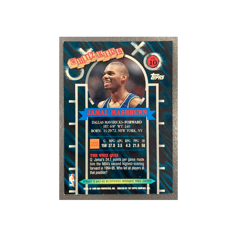 JAMAL MASHBURN 1995-96 TOPPS WHIZ KIDS WK10 - EXMT CONDITION