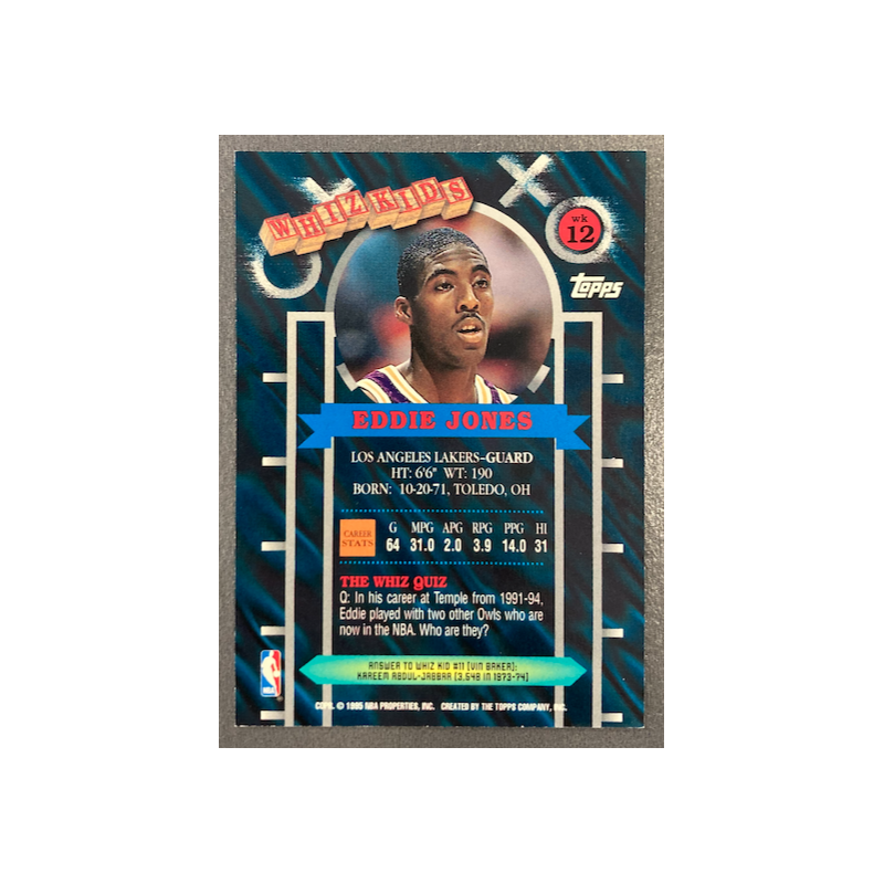 EDDIE JONES 1995-96 TOPPS WHIZ KIDS - WK12