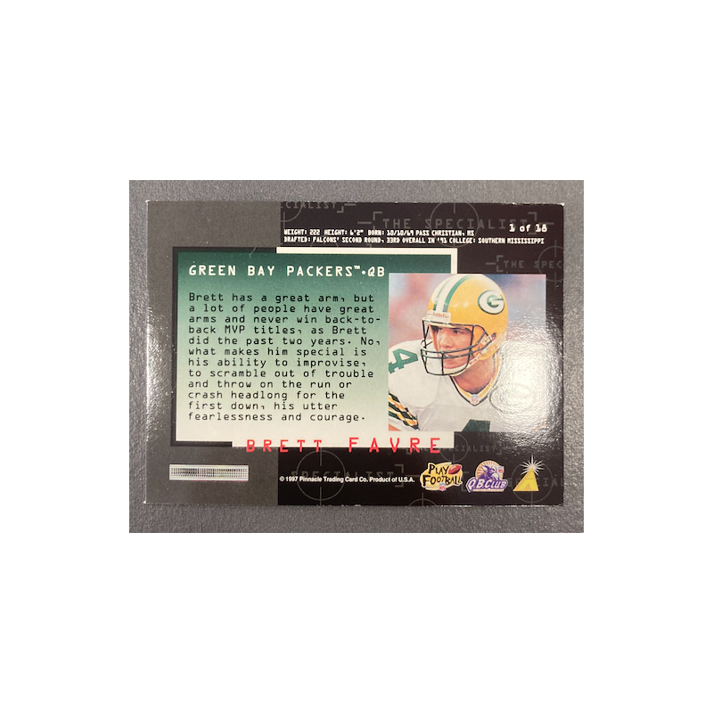BRETT FAVRE 1997 SCORE SPECIALISTS - EXMT CONDITION