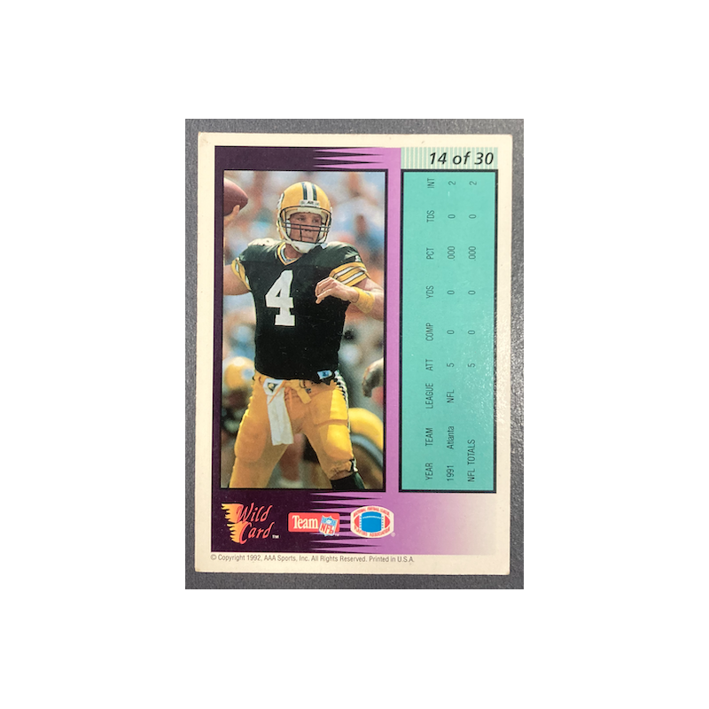BRETT FAVRE 1992 WILD CARD FIELD FORCE - 14 - EX CONDITION