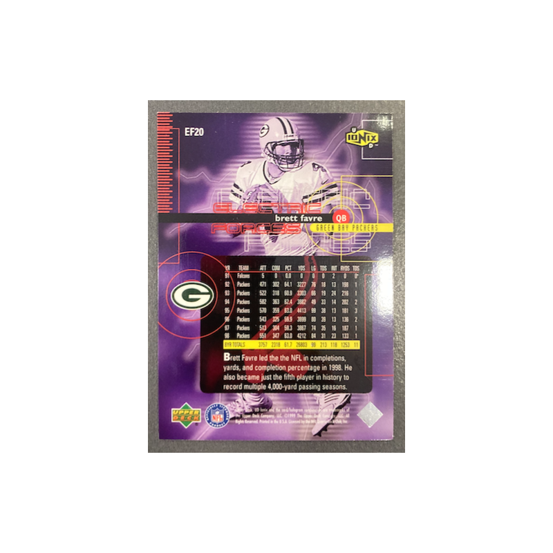 BRETT FAVRE 1999 UPPER DECK IONIX ELECTRIC FORCES - EF20