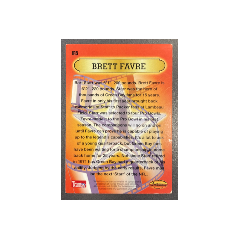BRETT FAVRE 1994 TED WILLIAMS INSTANT REPLAYS - EX CONDITION