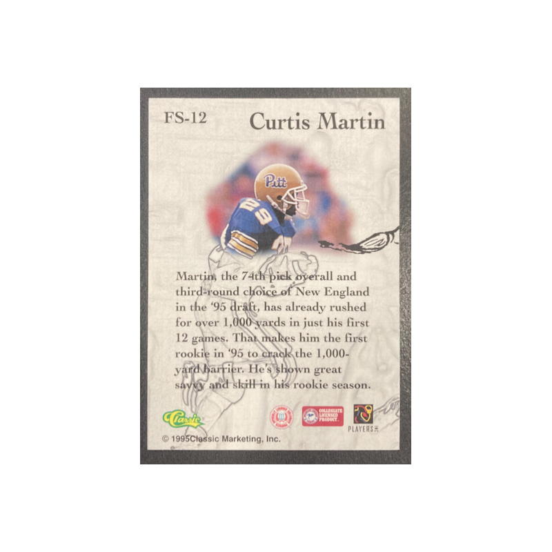 CURTIS MARTIN 1995-96 CLASSIC FIVE SPORT SIGNINGS FRESHLY INKED - FS12