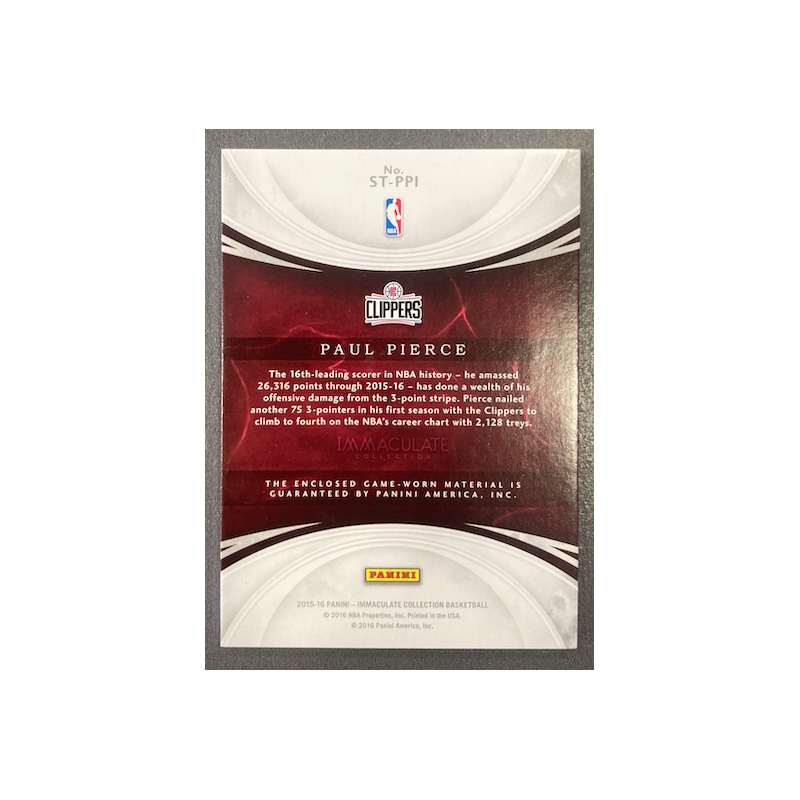PAUL PIERCE 2015-16 IMMACULATE COLLECTION STANDARD JERSEY /75