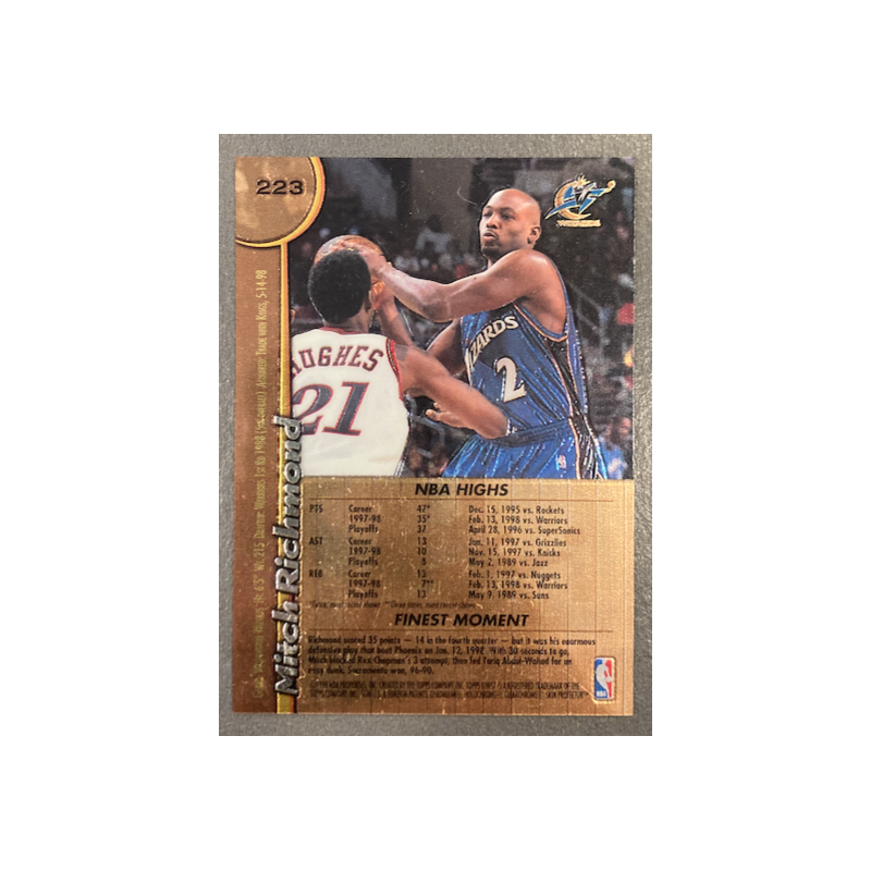 MITCH RICHMOND 1998-99 TOPPS FINEST NO PROTECTOR - 223