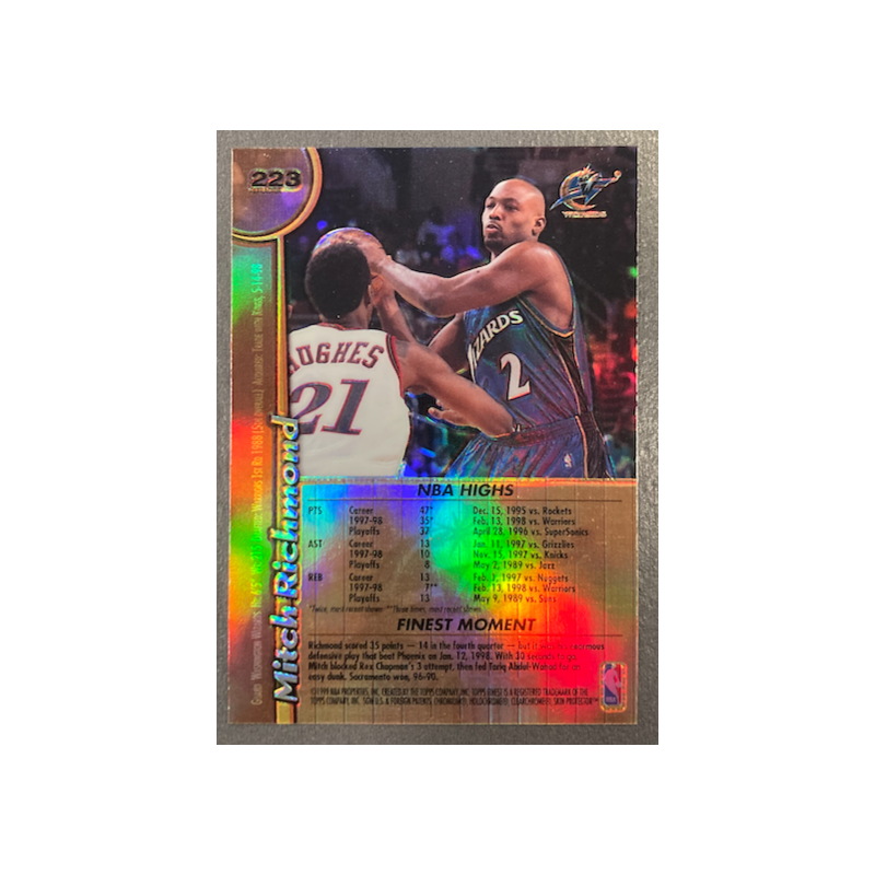 MITCH RICHMOND 1998-99 TOPPS FINEST REFRACTOR NO PROTECTOR - 223