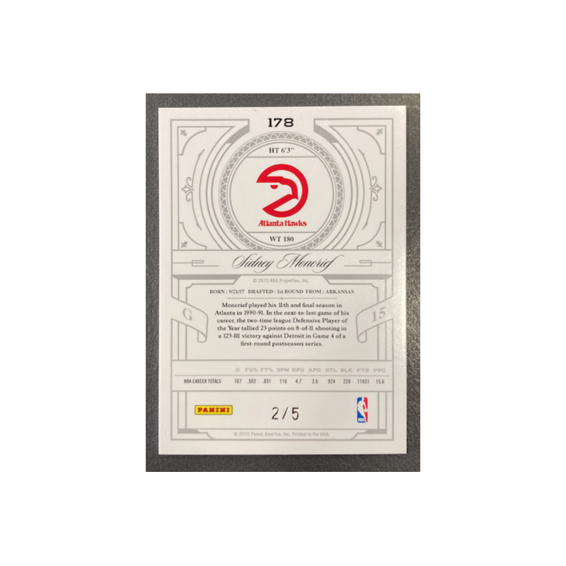 SYDNEY MONCRIEF 2010-11 PANINI NATIONAL TREASURES CENTURY LEGEND 2/5