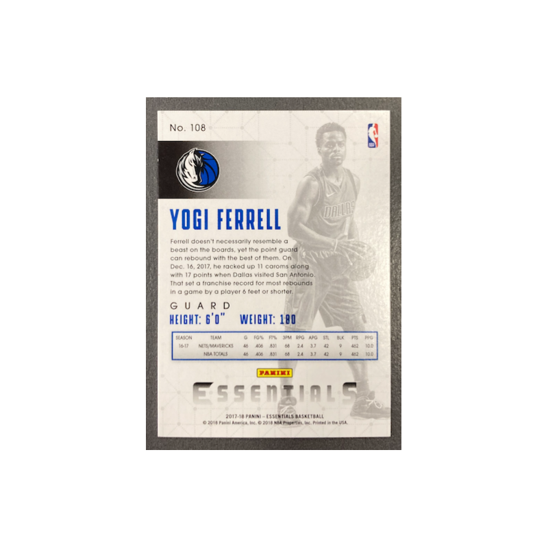 YOGI FERRELL 2017-18 PANINI ESSENTIALS SPIRAL - 108