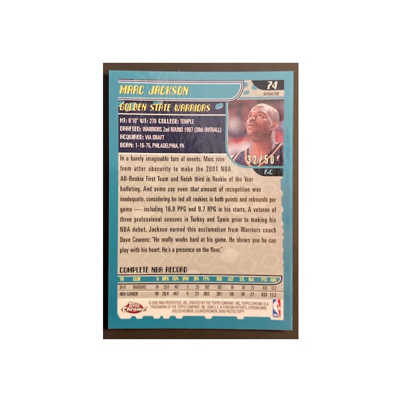 MARC JACKSON 2001-02 TOPPS CHROME REFRACTOR BLACK BORDER 32/50