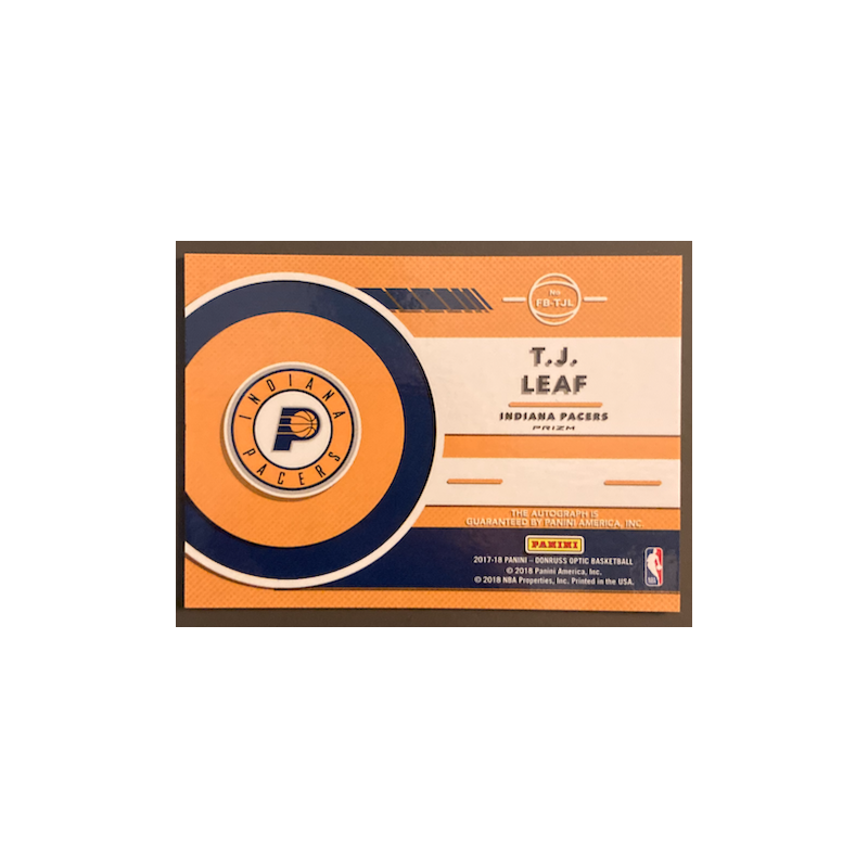 T. J LEAF 2017-18 DONRUSS OPTIC FAST BREAK SIGNATURES